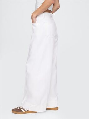GAP Baggy Wide-Leg White Drawstring Jeans
